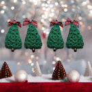 Handmade crochet tartan Christmas tree decorations, set of 4