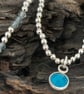 Blue as the Ocean - Sterling Silver & Turquoise beaded  bracelet stack - Image 3