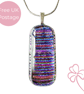 Long Dichroic Stripe Pattern Glass Pendant Necklace  - Image 1
