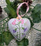Sweet pea hand-painted ceramic heart ornament - Image 2