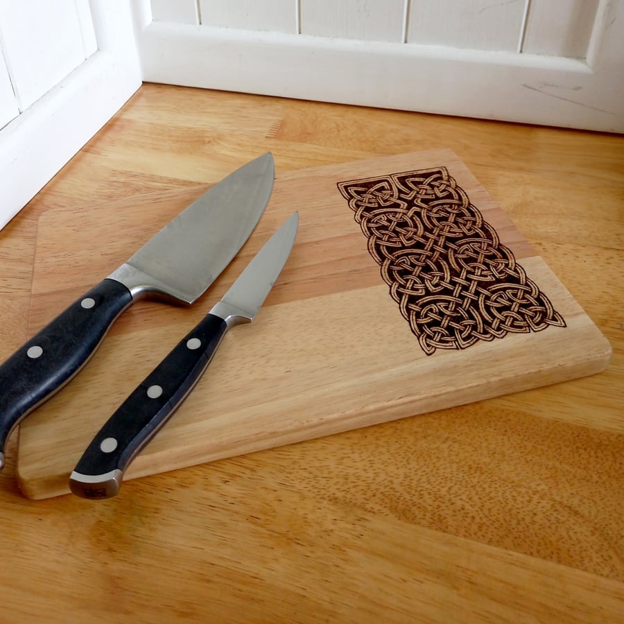Pyrography Cornish Celtic knotwork wooden serving or chopping board