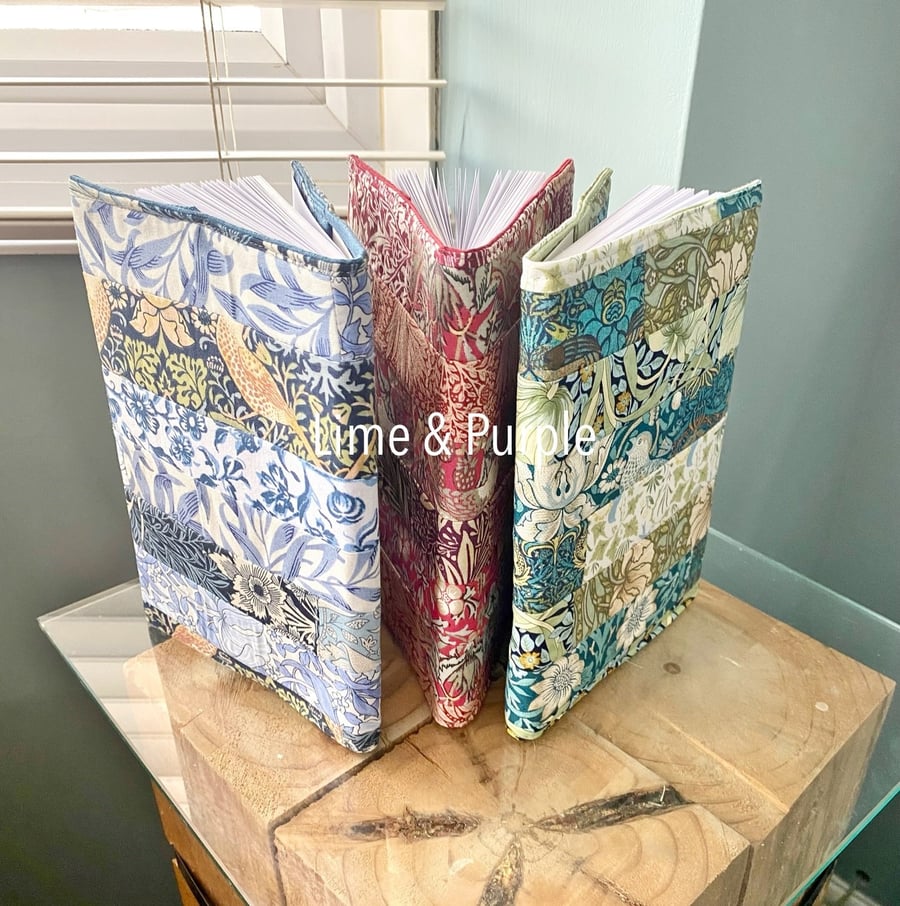William Morris A5 Fabric Notebook Cover, Reusable A5 notebook cover ...