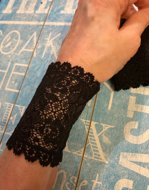 Black lace cuffs, one pair, goth wedding, everyday wear wrist covers, bracelets
