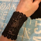 Black lace cuffs, one pair, goth wedding, everyday wear wrist covers, bracelets