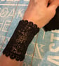 Black lace cuffs, one pair, goth wedding, everyday wear wrist covers, bracelets - Image 1