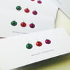 ChristmasCards,Pk of Five' Baubles Bright',Handmade Xmas Cards