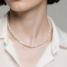 4mm White Irregular Freshwater Pearl Necklace in Sterling Silver