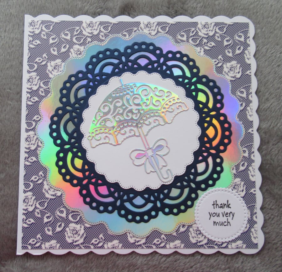 Parasol Thank You Card - Navy Blue