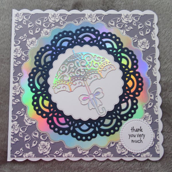 Parasol Thank You Card - Navy Blue