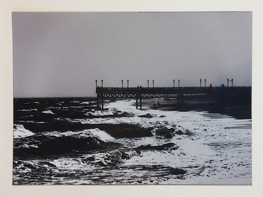Perfectly Imperfect – Skegness Pier 12x8 Wall Art Print, Rough Sea BW