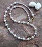 Grey Pearl and Faceted Labradorite Necklace with a 14k Gold Filled Trigger Clasp - Image 1