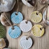 2 clay shell design gift tags decorations choice of colour