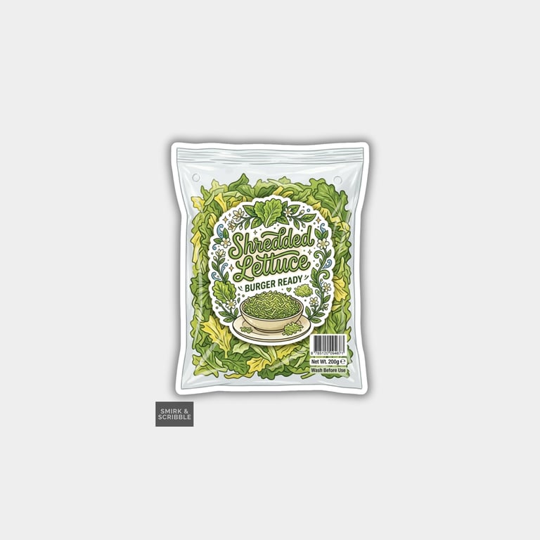 Grocery Food Vinyl Sticker For Adults - Shredded Lettuce