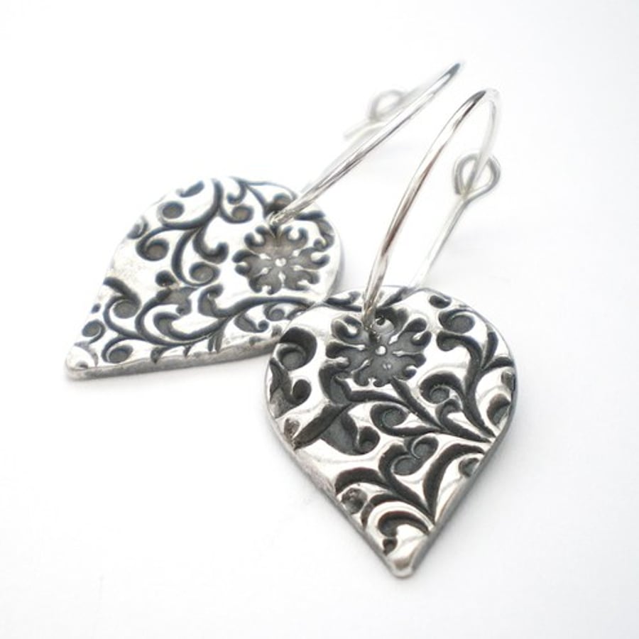 Silver Orange Blossom Hoop Earrings