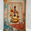 Greeting Card - Autumnal BoHo Greeting Card (Guitar)  by Carolee Crafts - C8