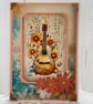 Greeting Card - Autumnal BoHo Greeting Card (Guitar)  by Carolee Crafts - C8