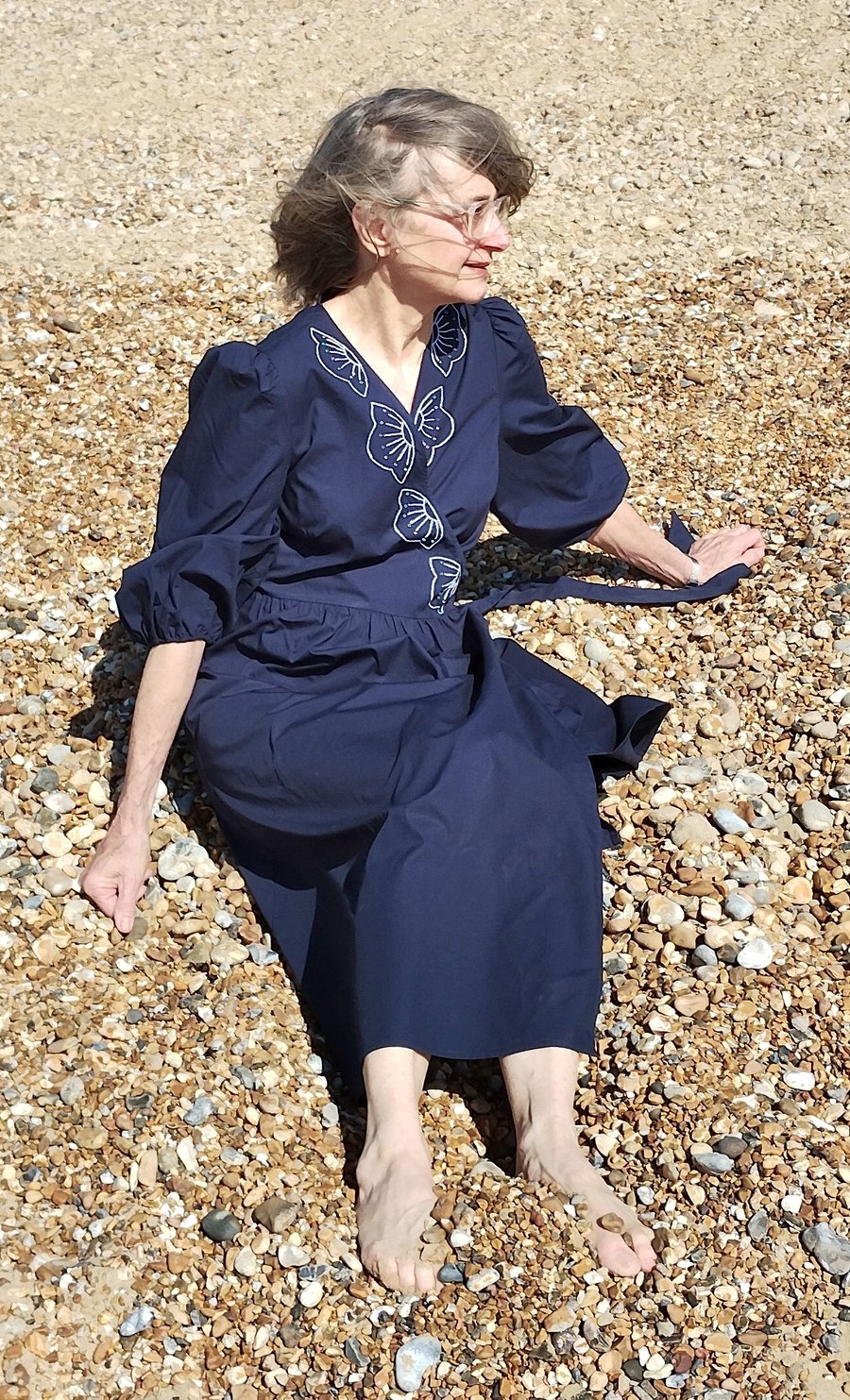 Navy cotton wrap summer dress