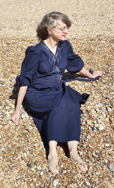 Navy cotton wrap summer dress