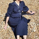 Navy cotton wrap summer dress