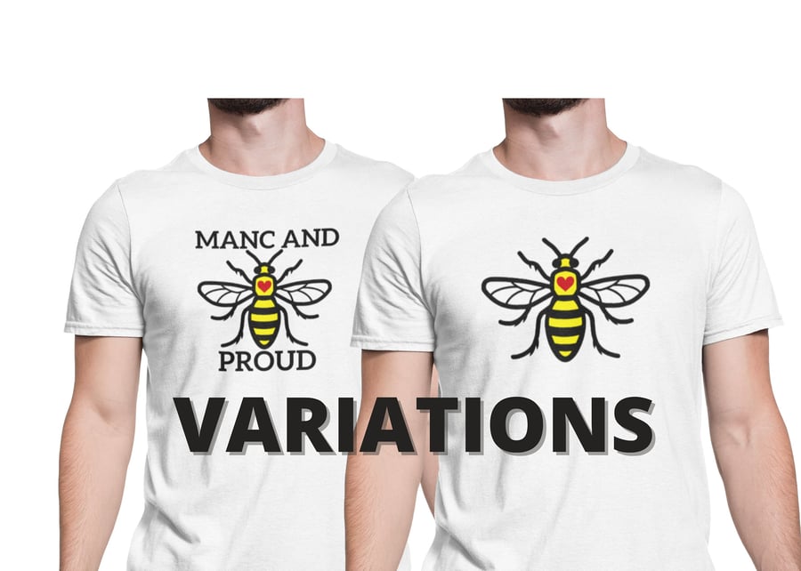 Manchester Bee T Shirts - Variations - UNISEX - Sizes S - XL