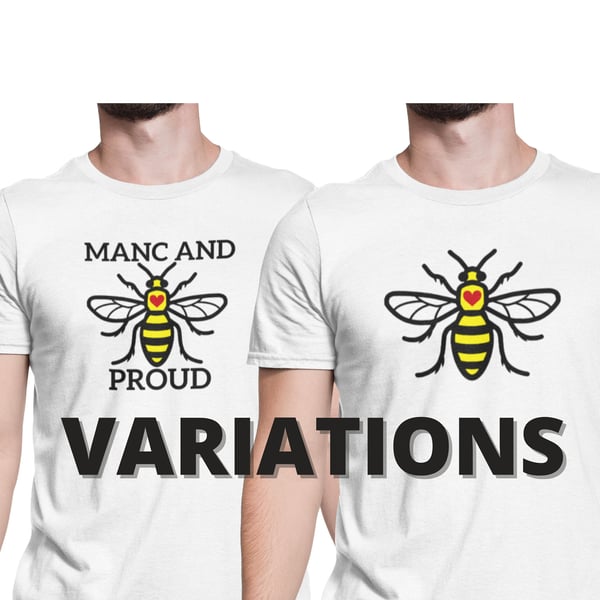 Manchester Bee T Shirts - Variations - UNISEX - Sizes S - XL