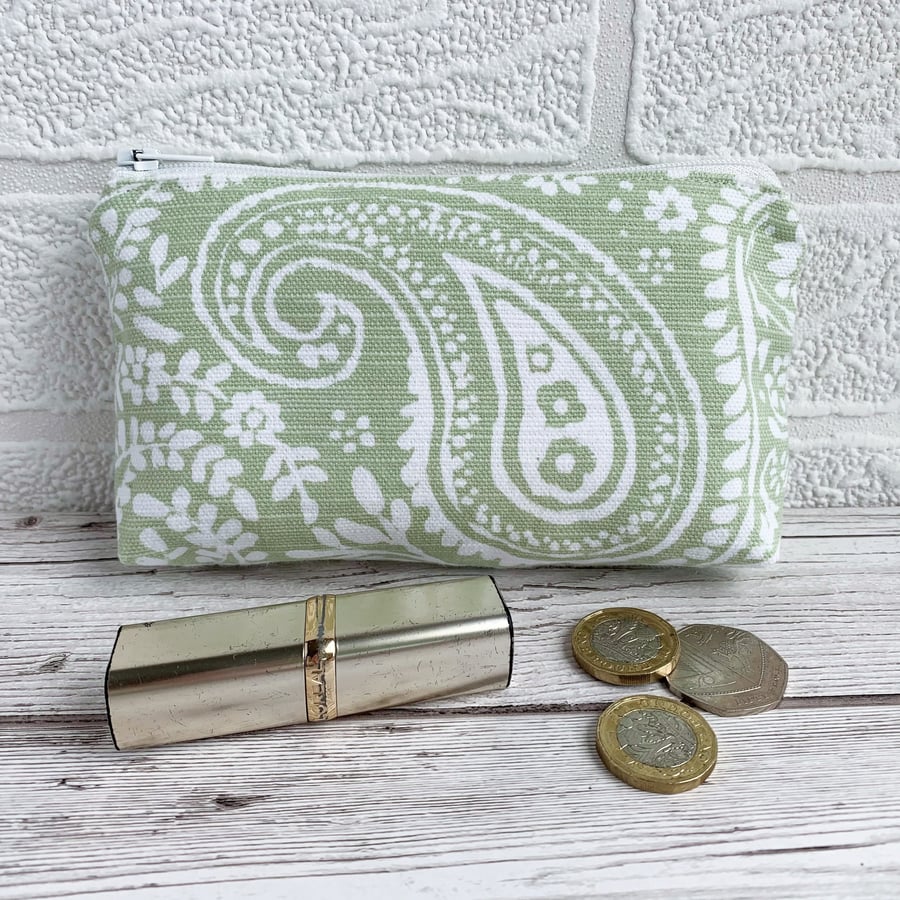 SALE - Large Coin Purse with Pastel Paisley Pattern
