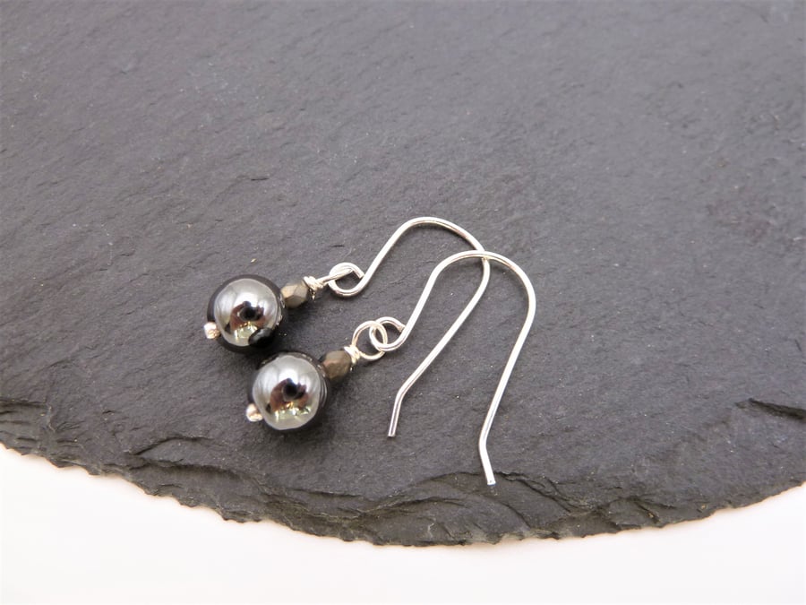 sterling silver earrings, hematite jewellery