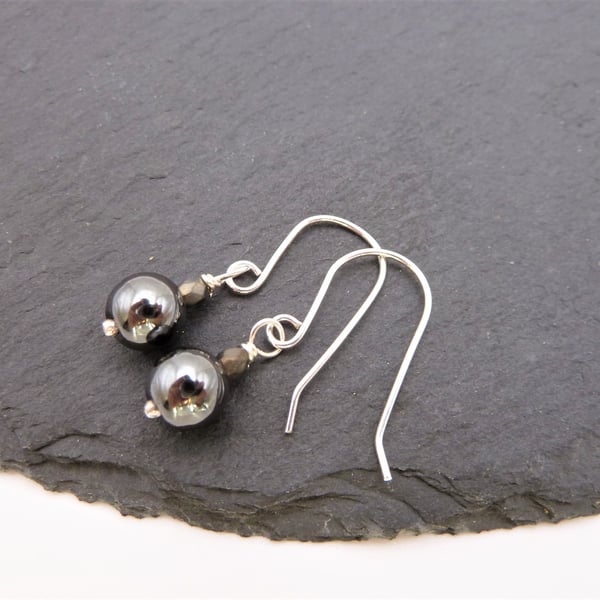 sterling silver earrings, hematite jewellery