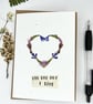 Handmade Pressed Flower Heart, Valentine's, Anniversary, Birthday Card 