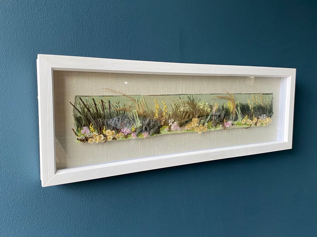 Along The Lane Embroidery Textile Painting Landscape Cottagecore