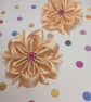Peach Ribbon Flower Hair Ties – Handmade Satin Accessories Set of 2 - Image 9