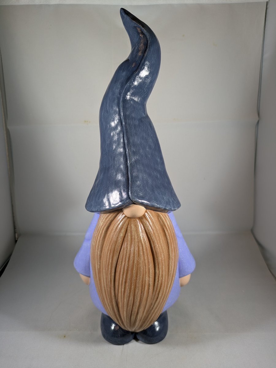 Large Blue Ceramic Home Garden Gnome Gonk Figurine Ornament Decoration.