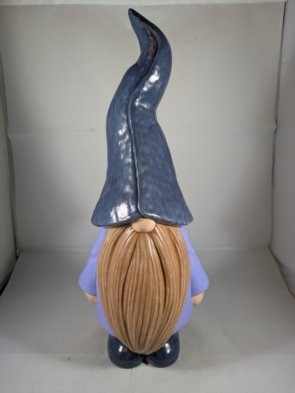 Large Blue Ceramic Home Garden Gnome Gonk Figurine Ornament Decoration.
