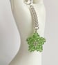 Handbag Charm, Green Peridot Crystal Star, with a Chainmaille Chain and Keyring - Image 6
