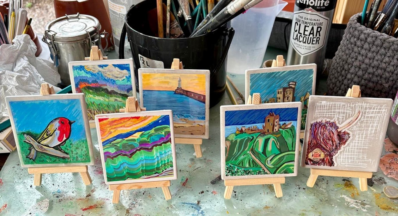 CUSTOM Art Decorative Tile – Handcrafted Drawing on Tile with Stand