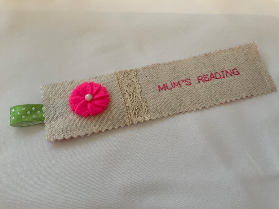 Linen Fabric Bookmark, Personalised Bookmark, Mother’s Day, Gift for Mum