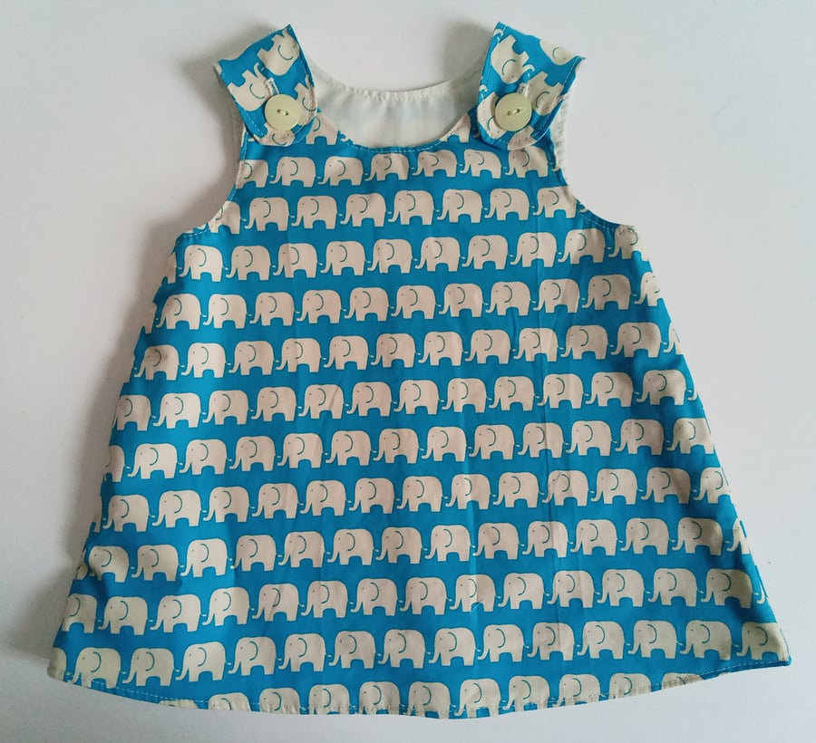 Summer dress, 3-6 months, elephant  A Line dress, pinafore dress elephants dress
