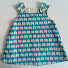 Summer dress, 3-6 months, elephant  A Line dress, pinafore dress elephants dress