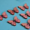 Wooden Butterfly Buttons Pink Yellow Black 6pk 28x20mm (B11)
