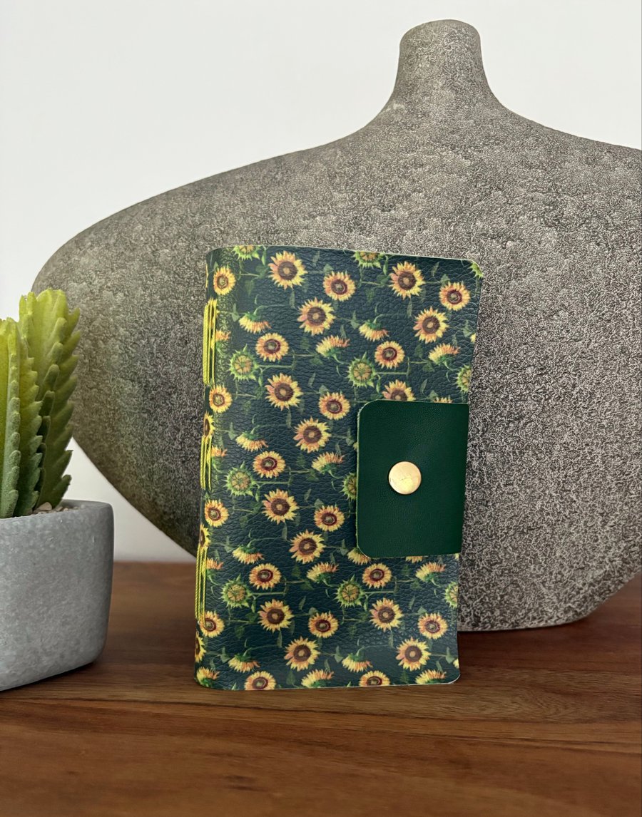 Handbound notebook  or journal - sunflower