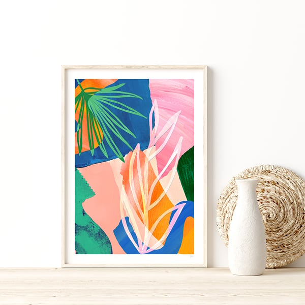 Colourful Abstract Leaf Art Print