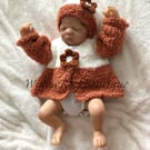 Handmade Knitted Fleece Baby Jacket & Matching Hat For Baby Girl Age 0-6 months