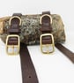 Brown leather dog collar with brass buckle and D ring - Image 2