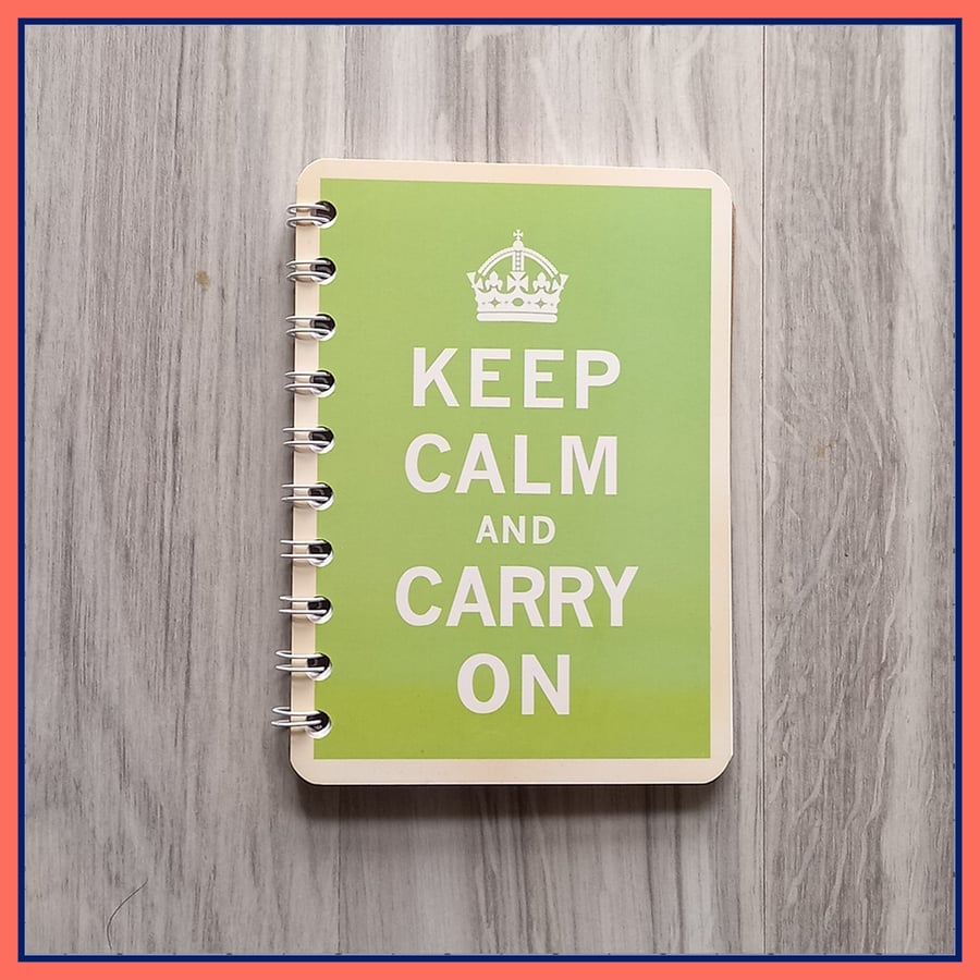 Keep Calm and Carry On poster spiral bound Notebook Green