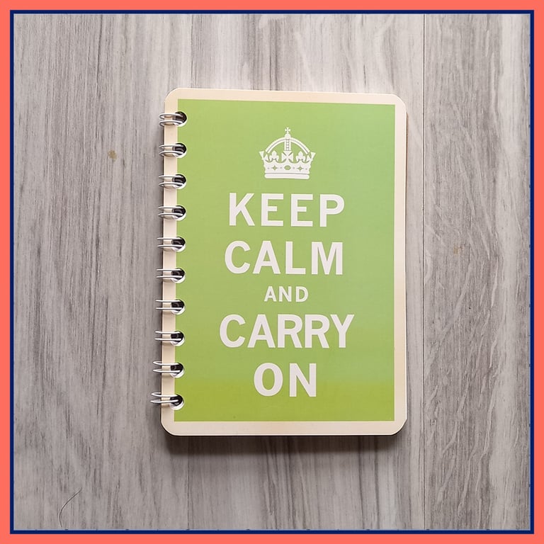 Keep Calm and Carry On poster spiral bound Notebook Green