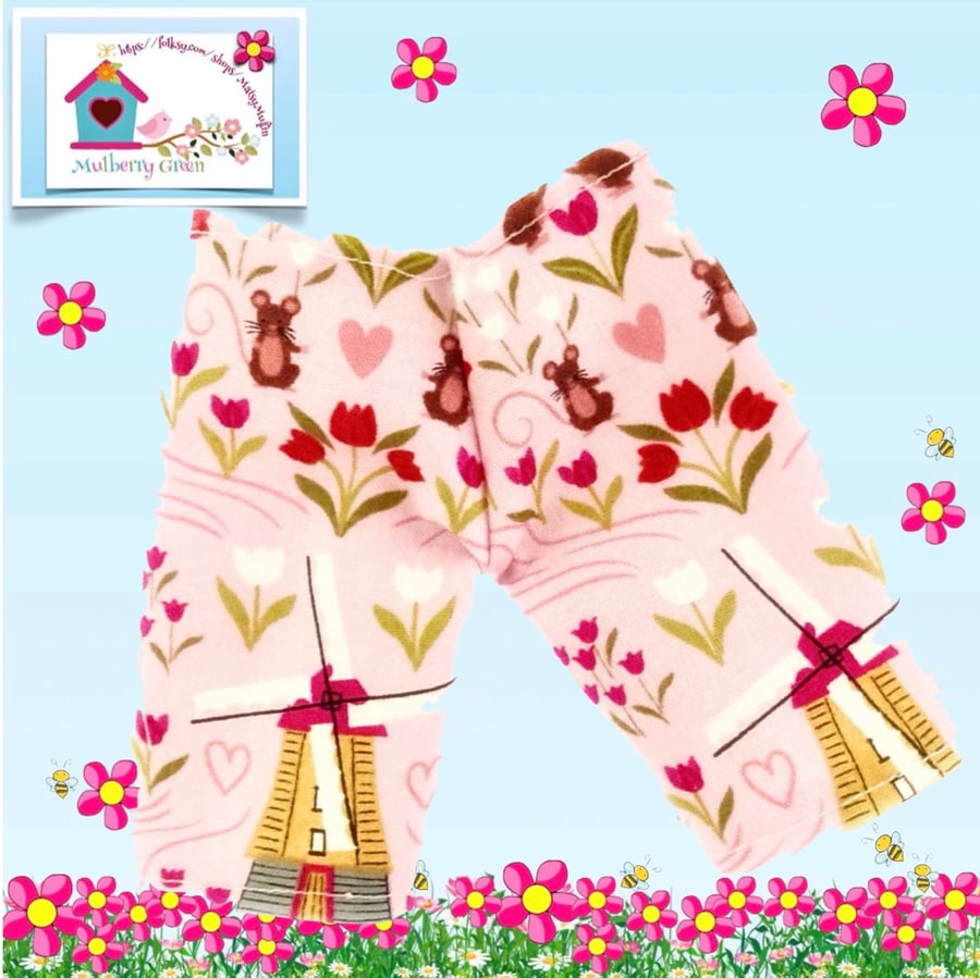 Reserved for Maddie - Cropped Summer Cotton Trousers - Mice and Windmills