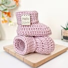 Hello World Crochet Baby Booties – Unisex New Baby Gift