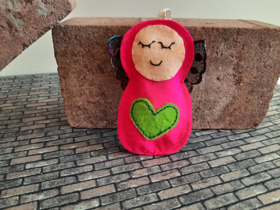 Hot Pink Angel Lavender Bag - Heart Embellishment