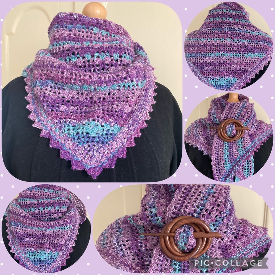 Crochet kerchief triangular scarf shawlette gift