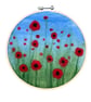 Poppies needle felted hoop art picture